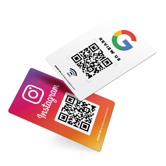 Google + Instagram QR and NFC Double-Sided Card: Get Reviews and Increase Your Followers