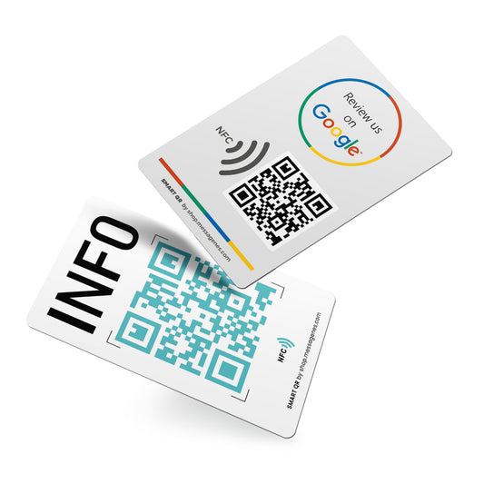 QR and NFC Card to Get Reviews on Google and QR for Any Website Customizable for Menus or Schedules