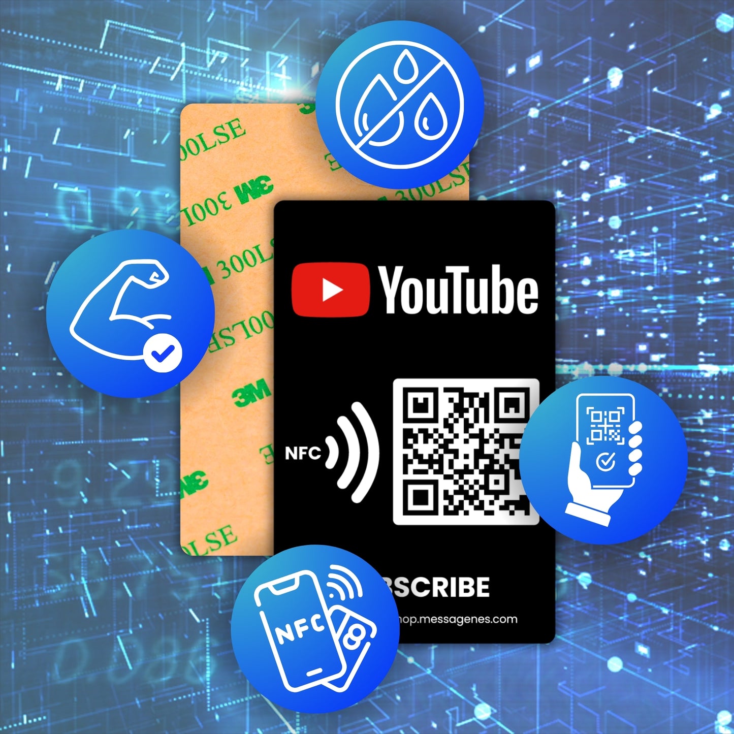 Pegatina YouTube para Conseguir Suscriptores y Visualizaciones con QR y NFC