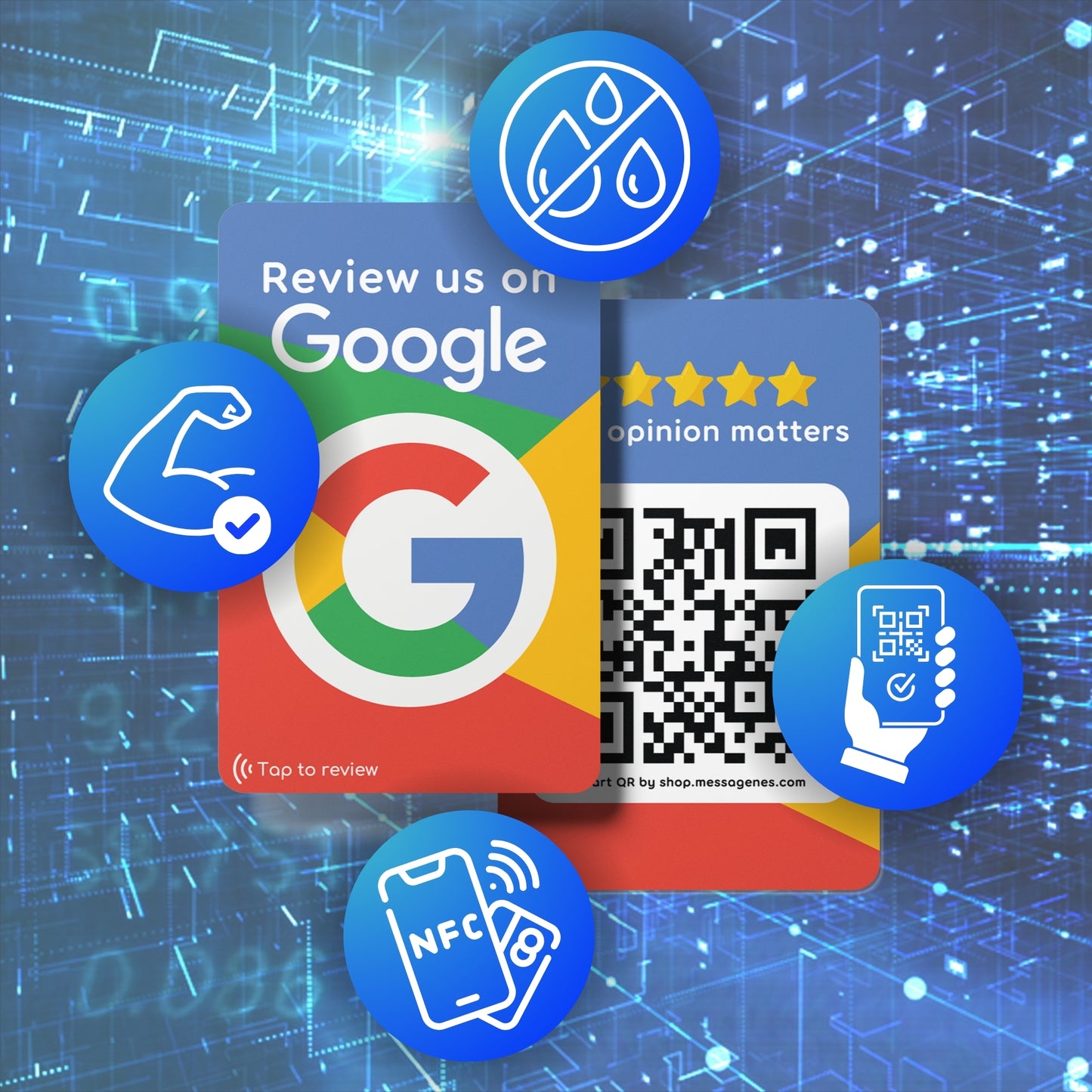 Tarjeta para conseguir reseñas en Google Maps con QR y NFC