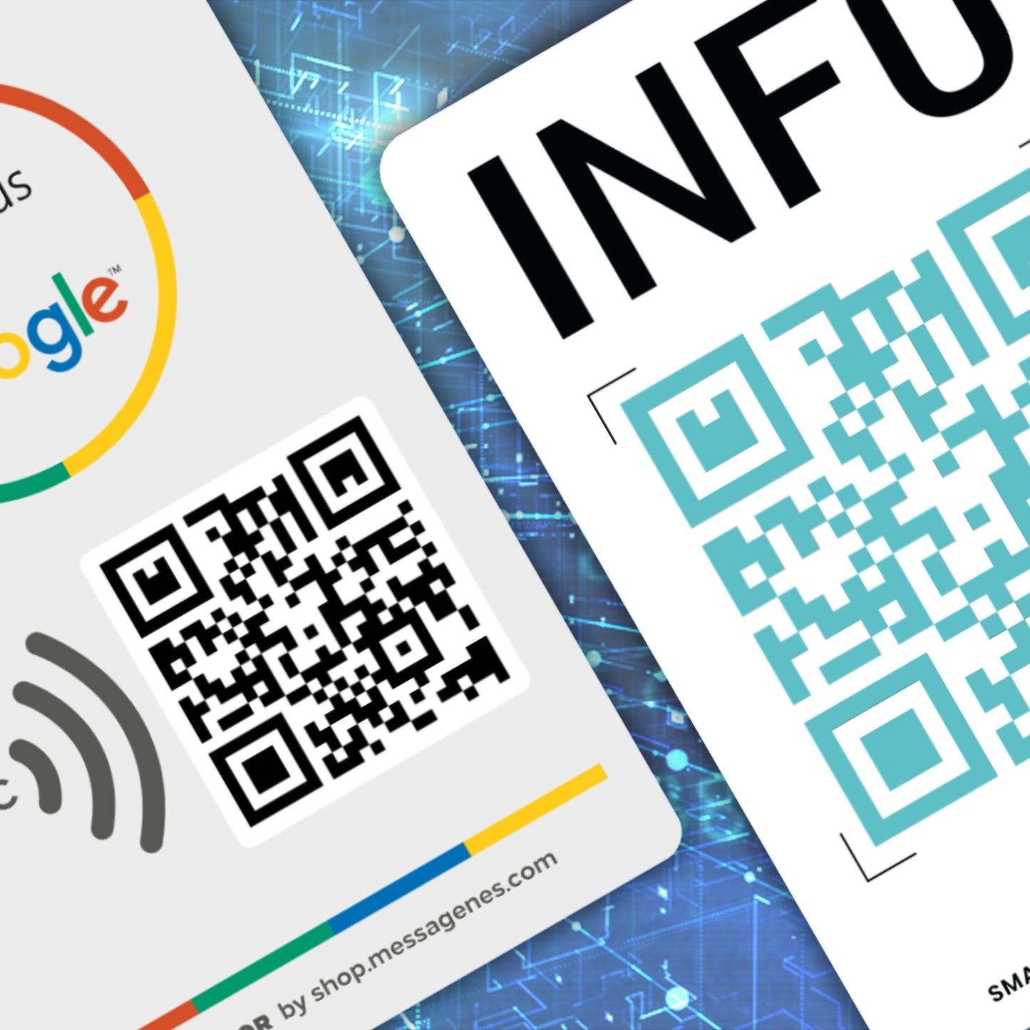 Tarjeta QR y NFC para Conseguir Reseñas en Google y QR para Cualquier Web Personalizable para Menús u Horarios