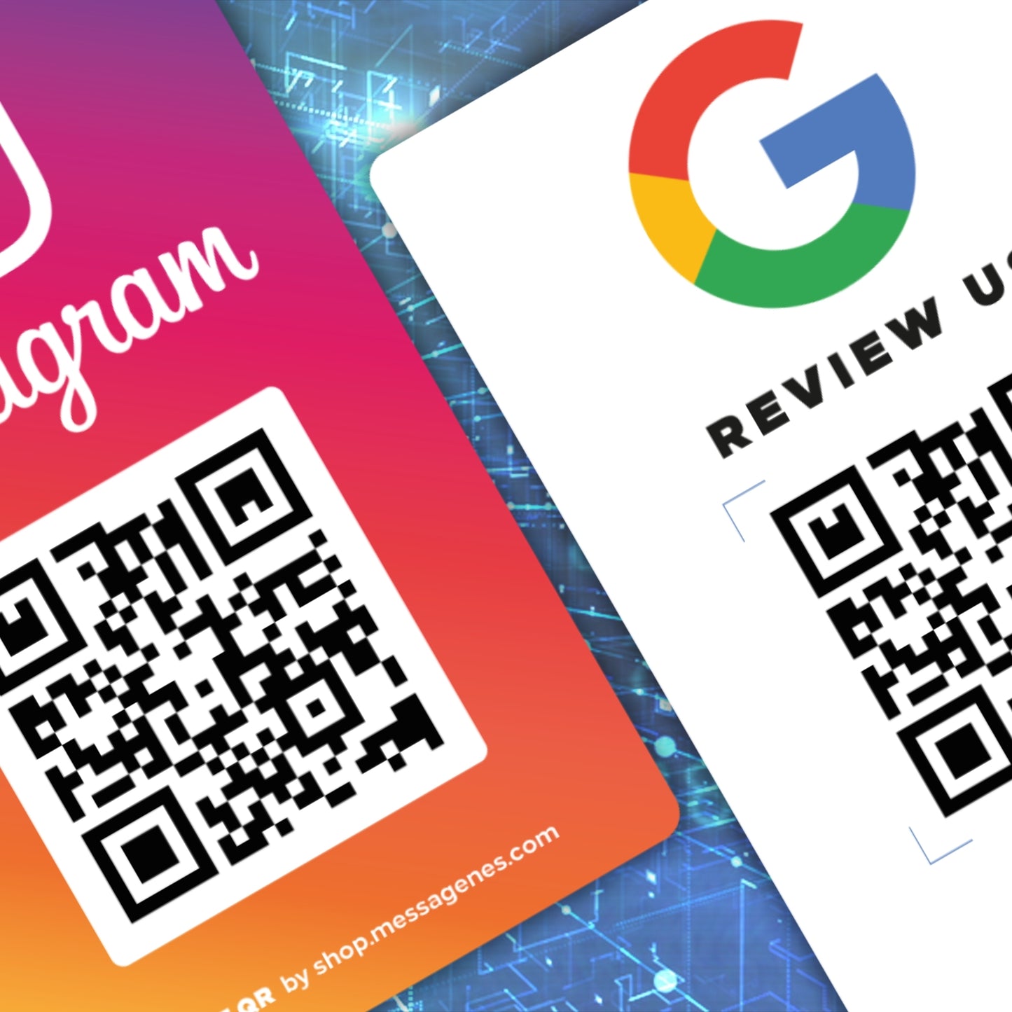 Google + Instagram QR and NFC Double-Sided Card: Get Reviews and Increase Your Followers