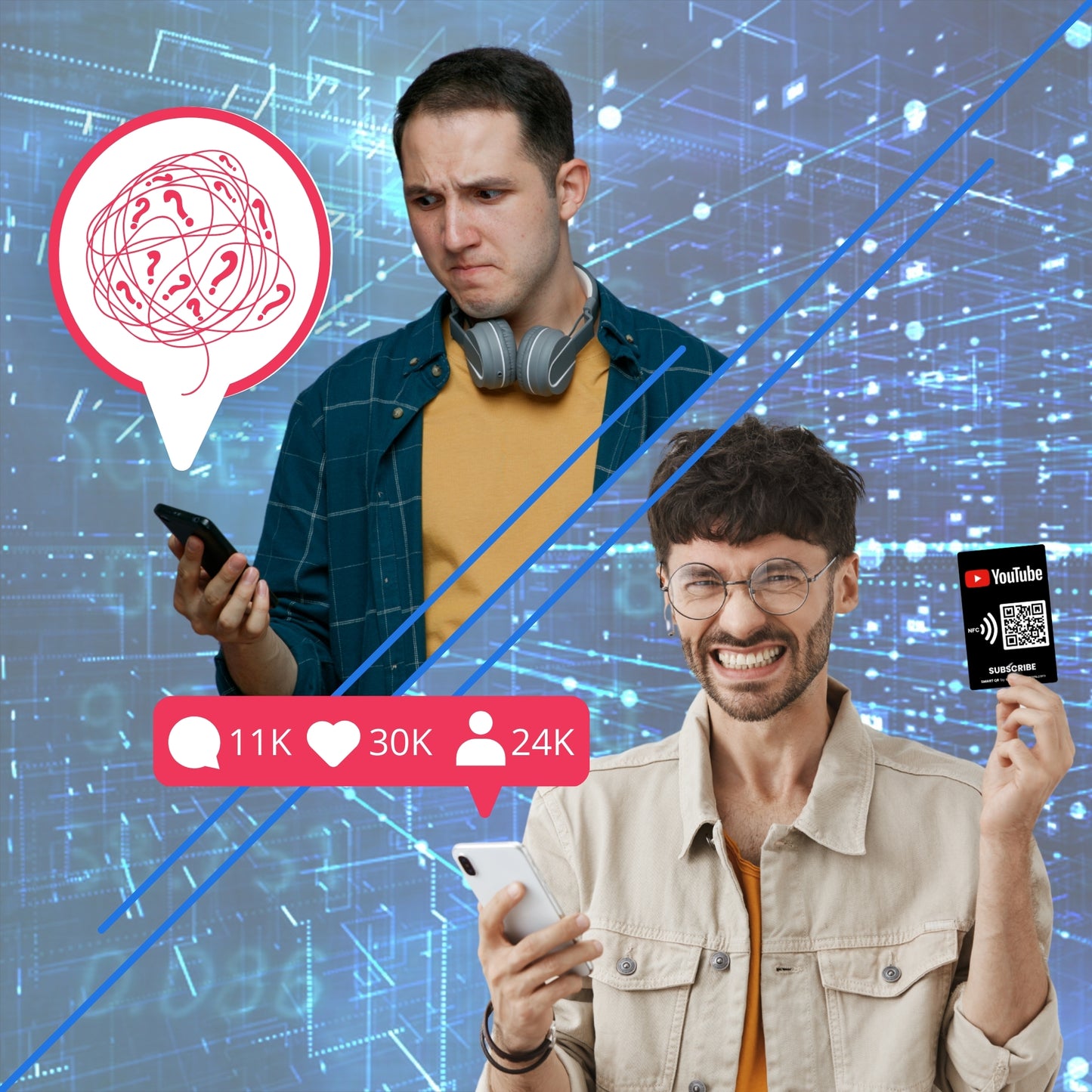 Pegatina YouTube para Conseguir Suscriptores y Visualizaciones con QR y NFC