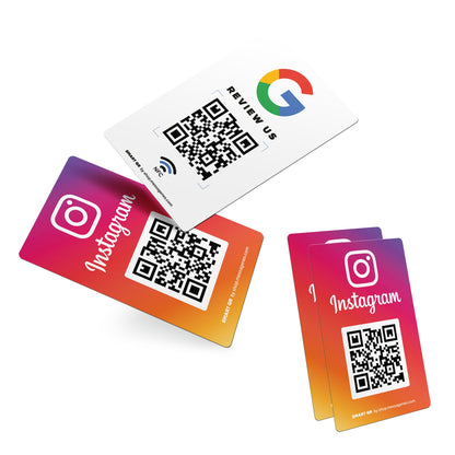 Google + Instagram QR and NFC Double-Sided Card: Get Reviews and Increase Your Followers