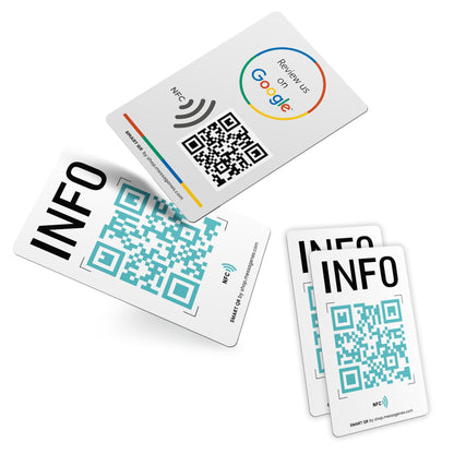QR and NFC Card to Get Reviews on Google and QR for Any Website Customizable for Menus or Schedules