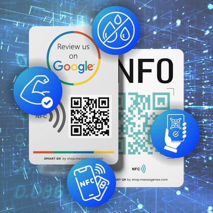 QR and NFC Card to Get Reviews on Google and QR for Any Website Customizable for Menus or Schedules