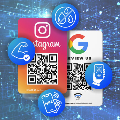 Google + Instagram QR and NFC Double-Sided Card: Get Reviews and Increase Your Followers