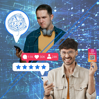 Google + Instagram QR and NFC Double-Sided Card: Get Reviews and Increase Your Followers
