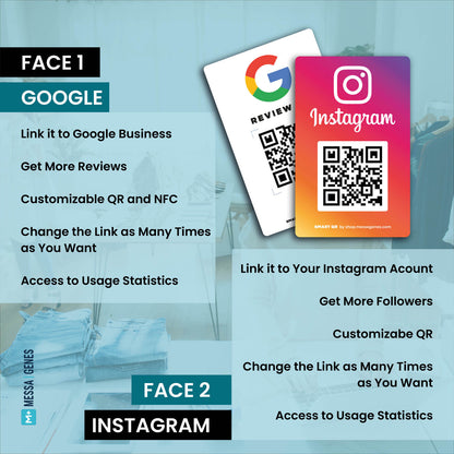 Google + Instagram Review Card - Get Reviews and Followers