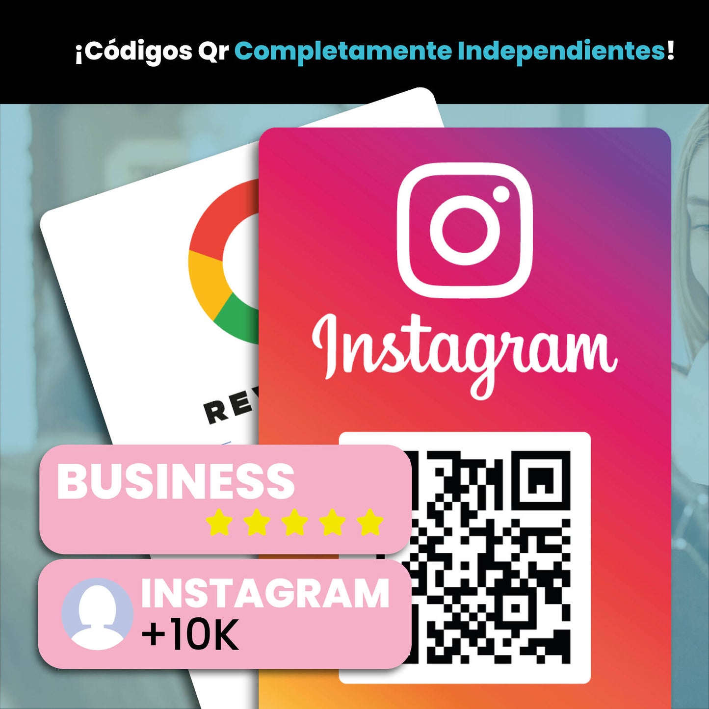 Google + Instagram Review Card - Get Reviews and Followers