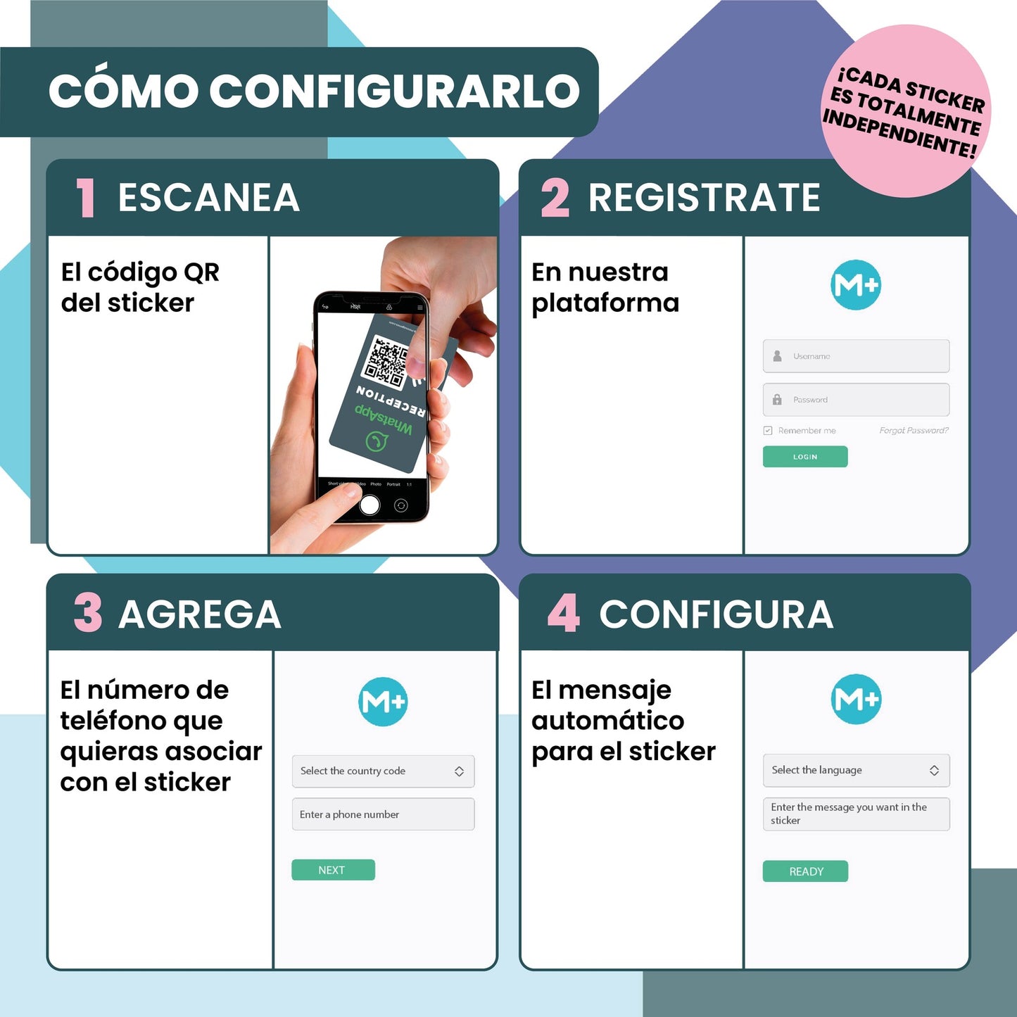 Pegatina Whatsapp QR y NFC personalizable Servicio Atención al Cliente