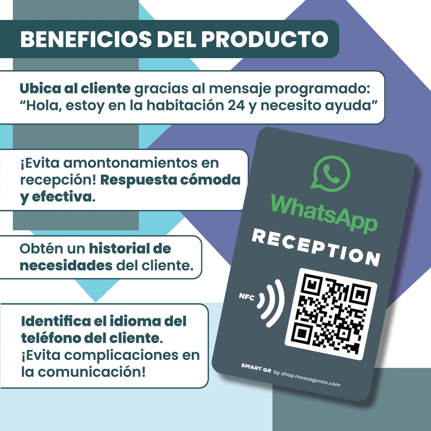 Pegatina Whatsapp QR y NFC Personalizable Recepción