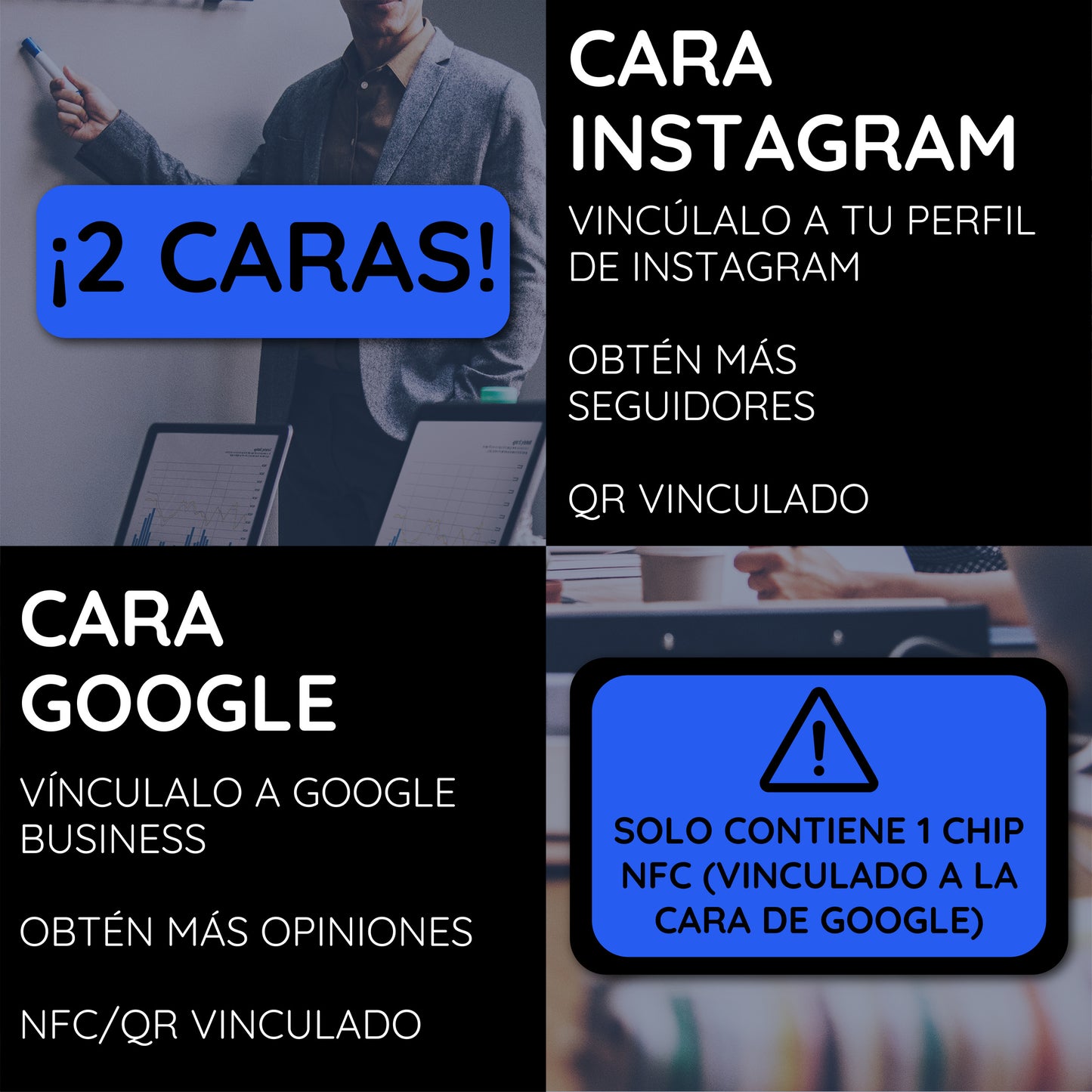 Tarjeta de Google + Instagram - Consigue Reseñas y Seguidores con una Única Tarjeta