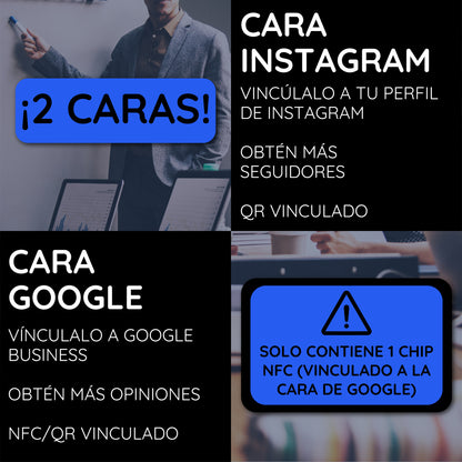 Tarjeta de Google + Instagram - Consigue Reseñas y Seguidores con una Única Tarjeta