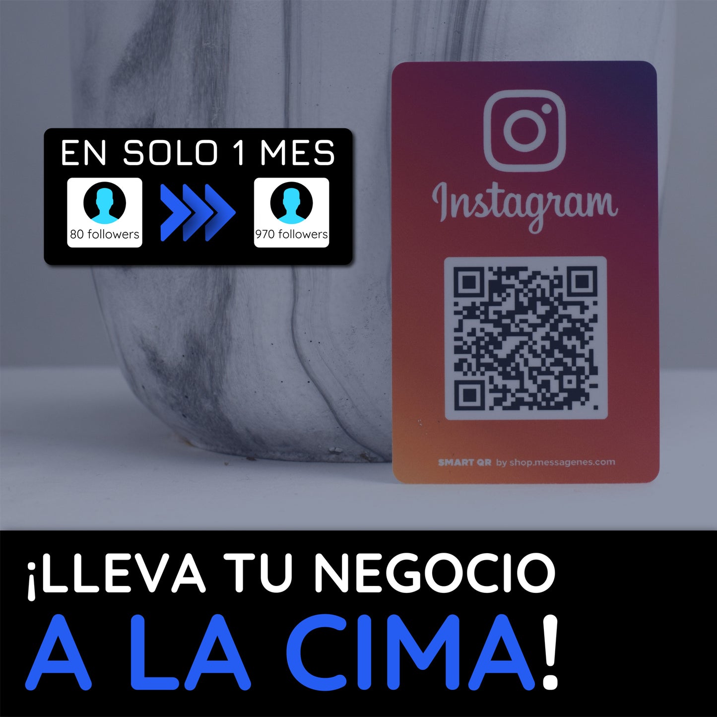 Tarjeta QR y NFC Doble Cara Google + Instagram: Consigue Reseñas y Aumenta tus Seguidores