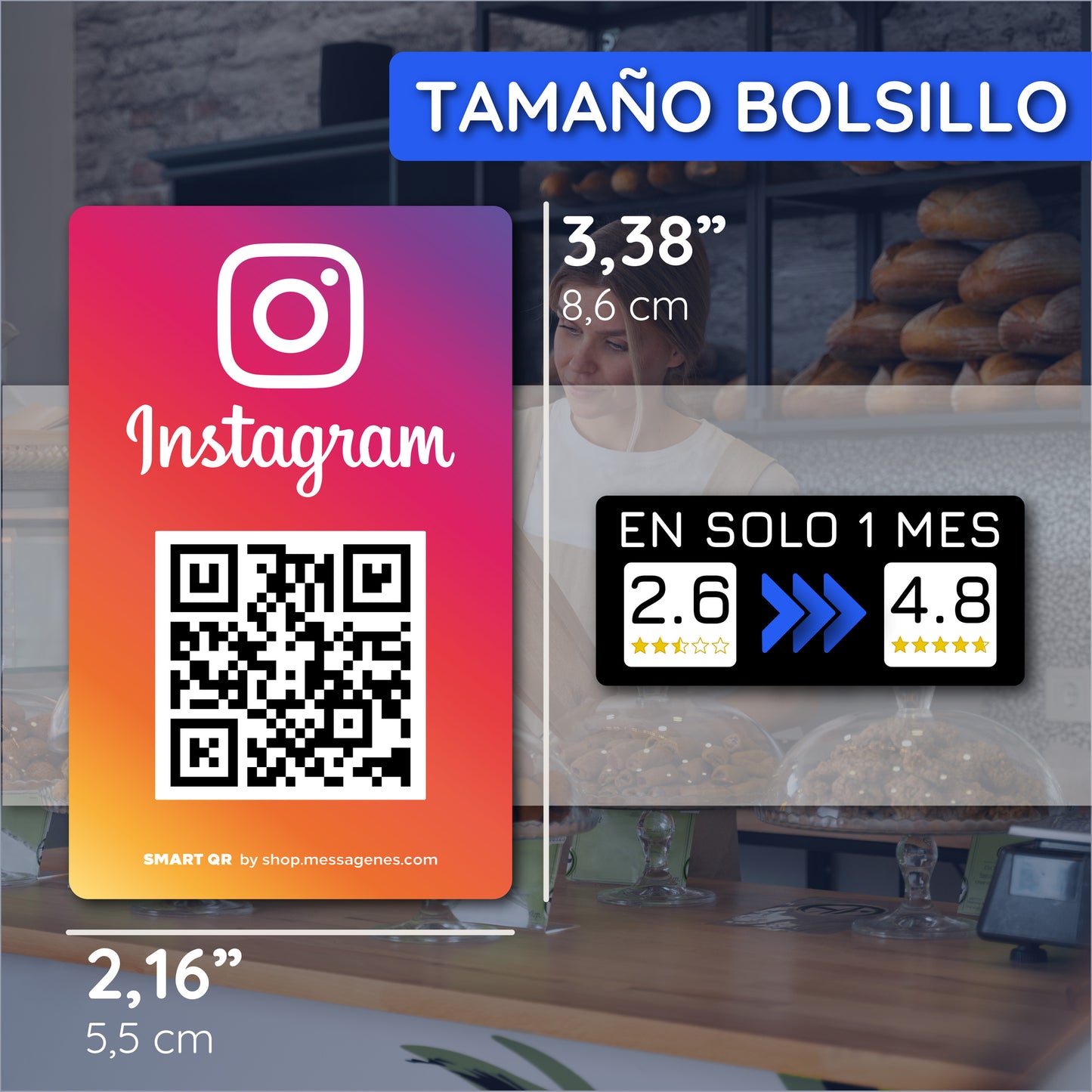 Google + Instagram QR and NFC Double-Sided Card: Get Reviews and Increase Your Followers