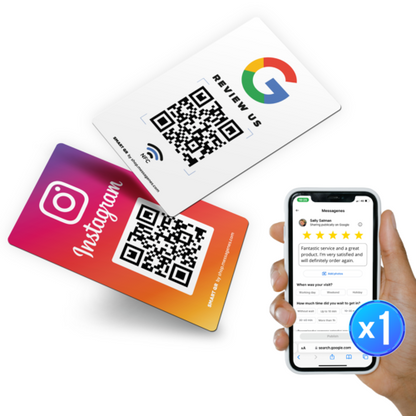 Tarjeta QR y NFC Doble Cara Google + Instagram: Consigue Reseñas y Aumenta tus Seguidores