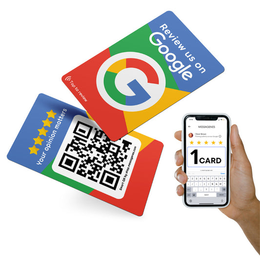 Tarjeta para conseguir reseñas en Google Maps con QR y NFC