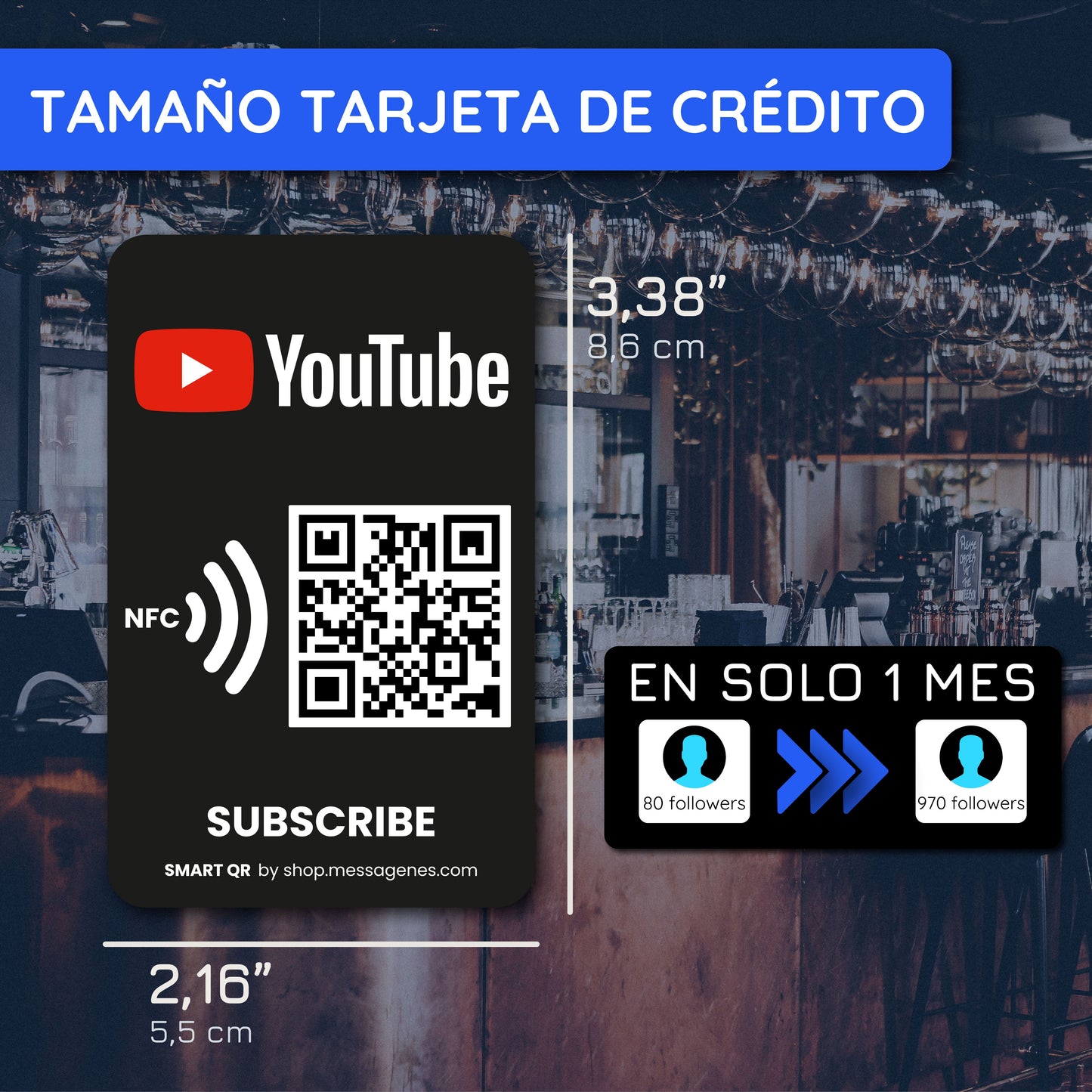 Pegatina YouTube para Conseguir Suscriptores y Visualizaciones con QR y NFC