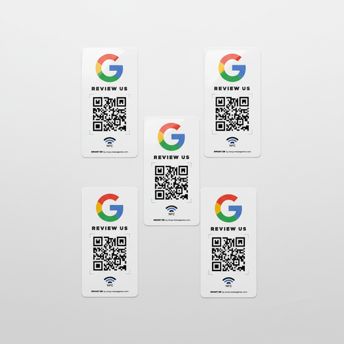 Pegatina Blanca de Google con QR y NFC para Conseguir Reseñas