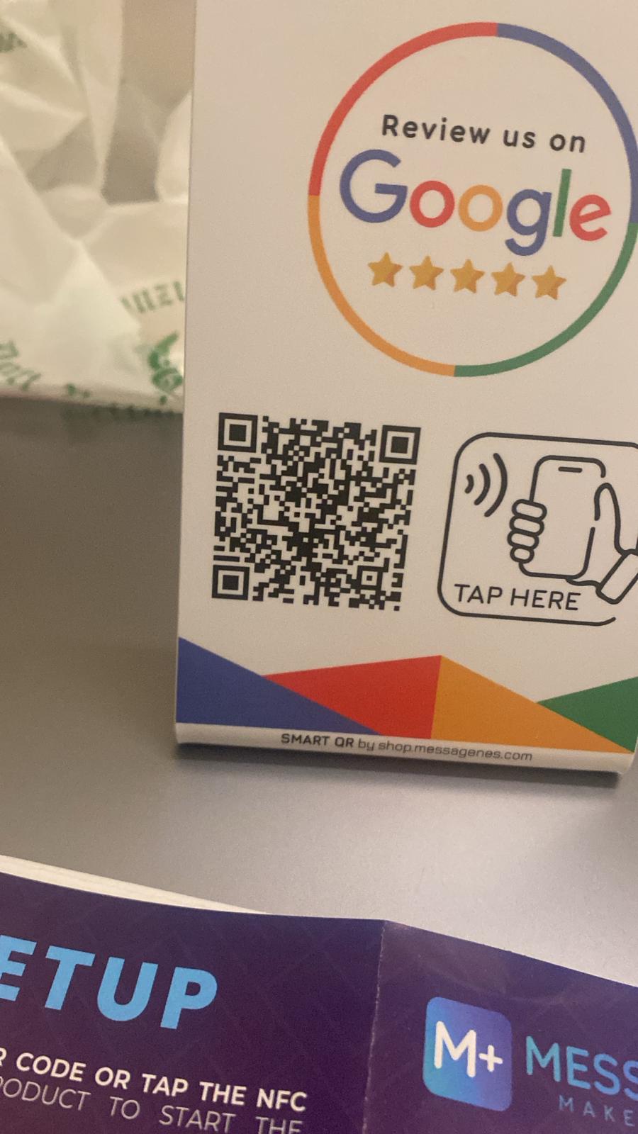 Stand Google review en mostrador